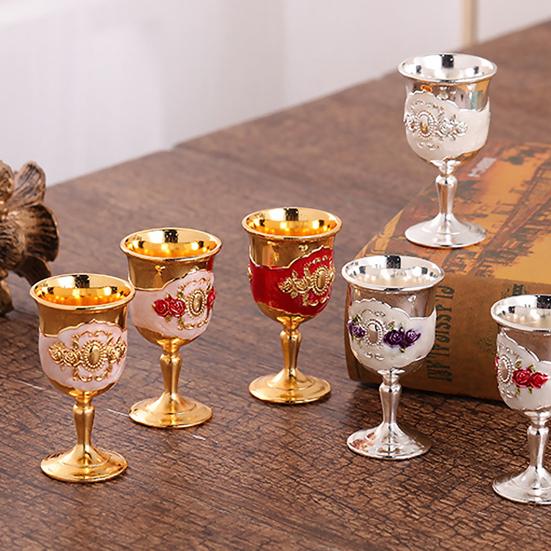 Wine Glass Fashion Unique Shape Anti-broken Drinkware Zinc Alloy Vintage European Style Spirit Whiskey Drinking Goblet Home Supplies