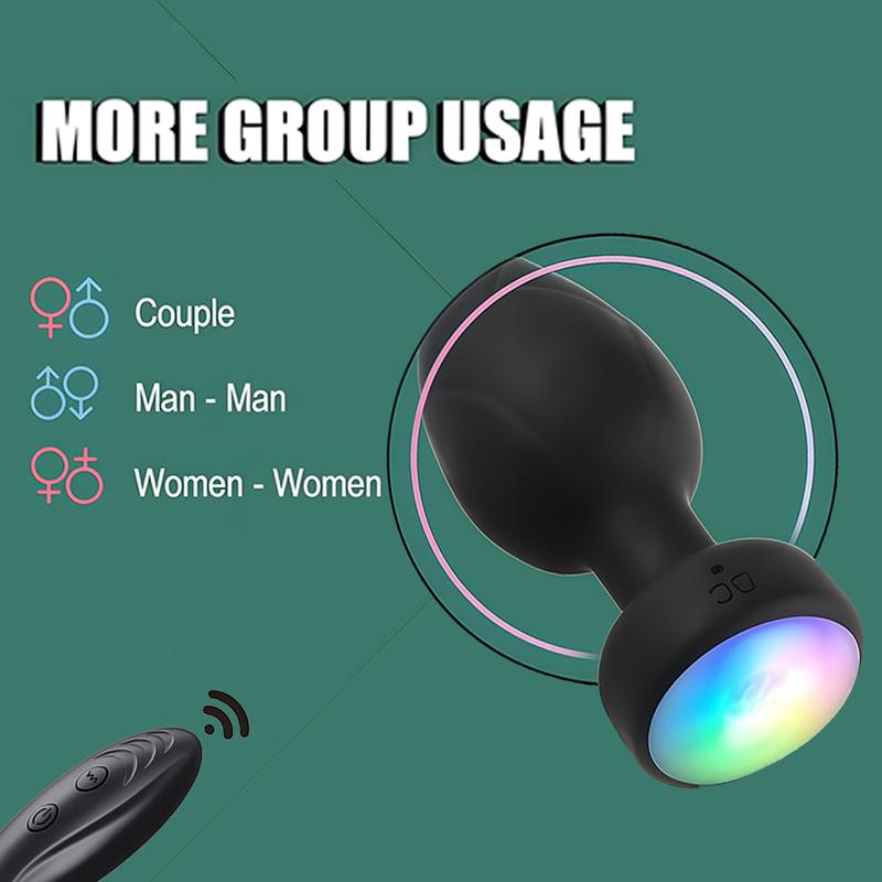 Anal Plug Vibrator Butt Plug Prostate Vibrating Massager Remote Control Female Masturbator Sex Toy for Couple with LED Light