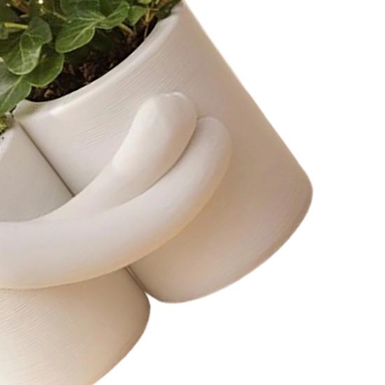 Maceta con Diseño de Abrazo, Textura Blanca Mate Impresa en 3D Maceta de Doble Cuenca, Maceta Pequeña Estilo Nórdico para Plantas Verdes para Decoración de Escritorio