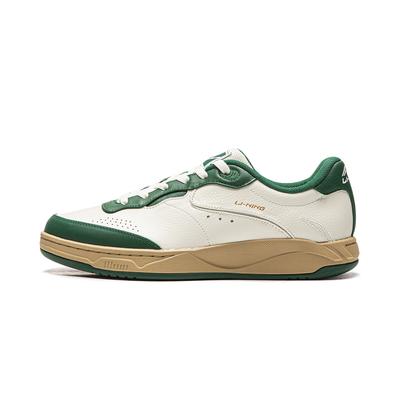 Li Ning Klasické Všestranné Módne Trendy Biele Tenisky Pohodlné Protišmykové Tlmiace Nízke Skate Topánky Unisex tenisky Zelené AGCV385-2