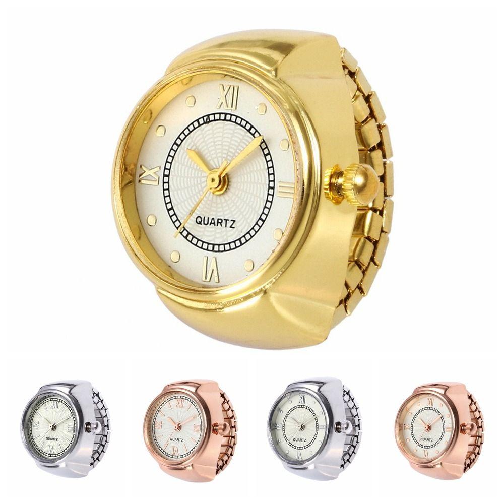 Anelli Orologio Anello in Lega di Moda Quarzo Mini Punk Anello con Cinturino Elastico Anello Regolabile Vintage Anello per Dita Gioielli