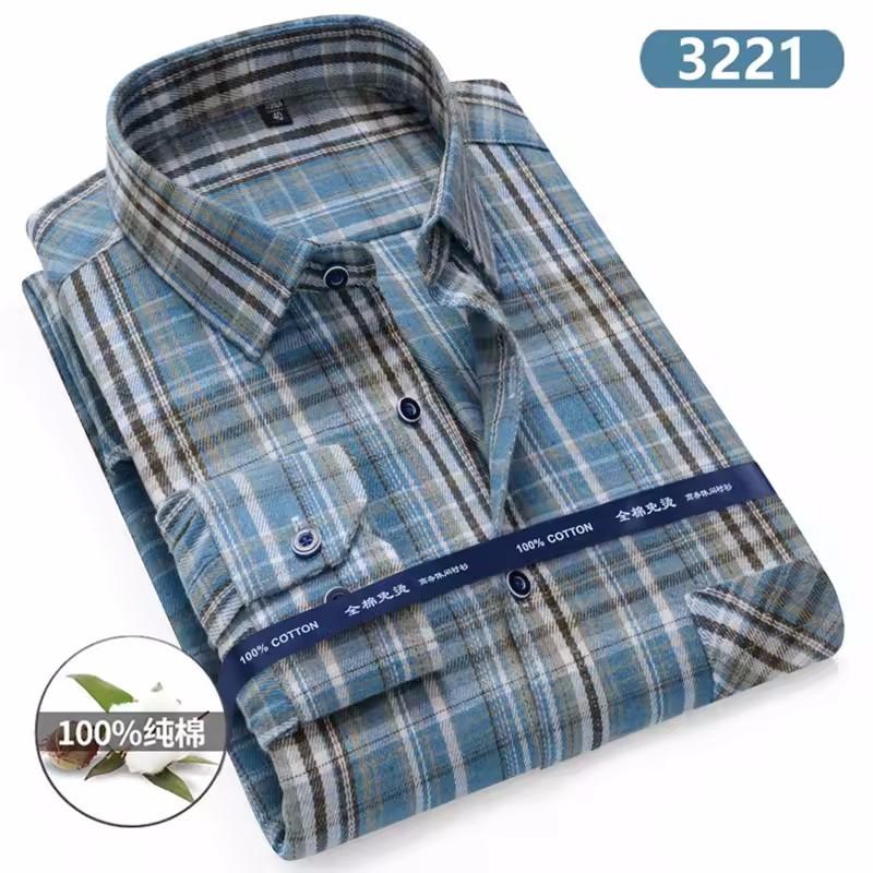 Plus Size 11XL 10XL 9XL Men‘s Plaid Flannel Shirts Long Sleeve Cotton Fashion Casual Soft Standard-Fit Male Shirt Blouse Clothes