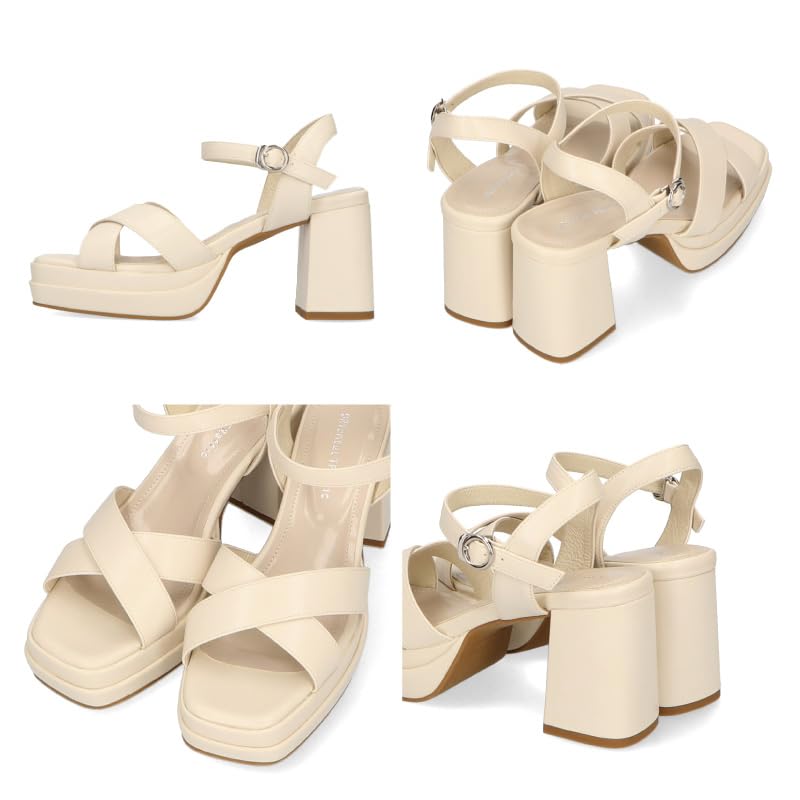 Square Beautiful Slimming Large Small Easy to Walk cm cm [Oriental Traffic] Sandals, Toe, Legs, Look, Size, Size, in, Straps, Women's, 41214, BLACK,