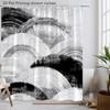 Modern Abstract Shower Curtain Black And White Wave Design, Minimalist Art Bath Curtain For Elegant Bathroom And Home Decor