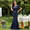 Elegant Fashion Evening Gown High Waist Sequin Embellished Mermaid Fit Sexy Women Party Dress