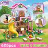 Freundschaft Camping Baumhaus Traum Rutsche Wald Villa Bausteine Mädchen Serie Steine Hütte Modell Zusammenbau Spielzeug Kinder Geschenke