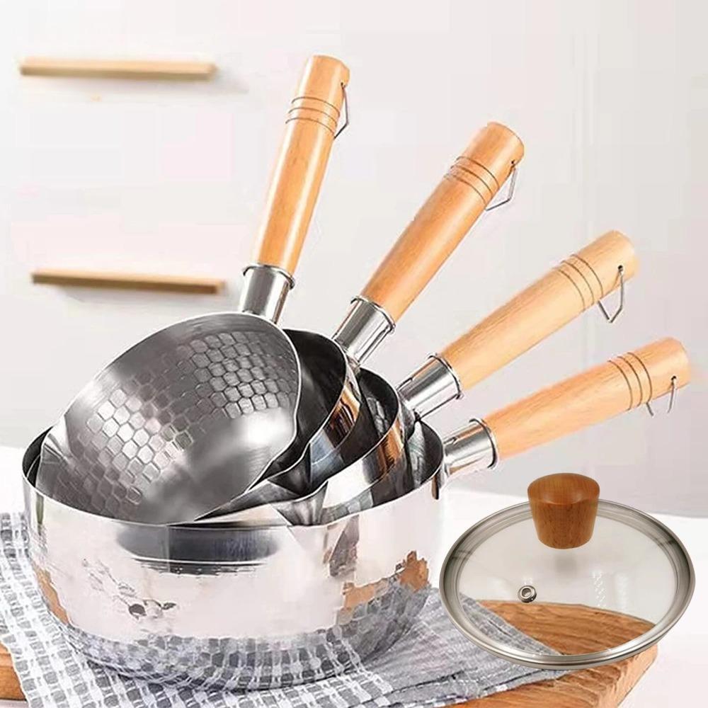Yukihira Pan Stainless Steel Yukihira Saucepan with Lid Yukihira Pot with Hook Japanese Milk Pot Sauce Pot Cooking Pot
