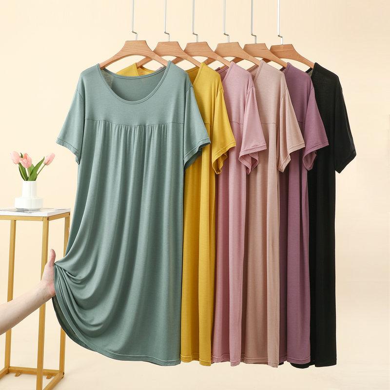 Modal Casual Loose Dress Plus Size Summer Women's Homewear Sleepdress Lightweight Nightgown Comfort Loungewear