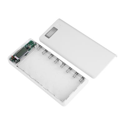 8x18650 Battery Power Bank Shell Case Box Dual USB Ports LCD Display White