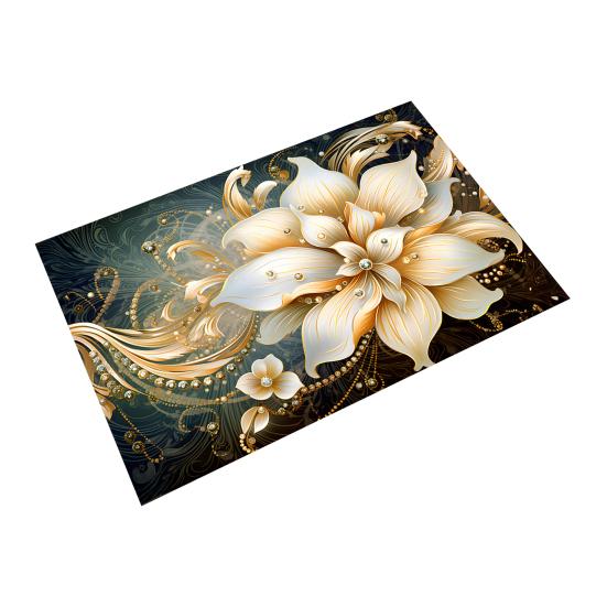 Floor Mat 3D Flower Pattern Non-Slip Rubber Backing Absorbent Quick-Drying Rug Bathroom Kitchen Laundry