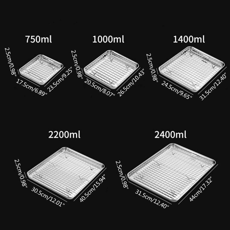 316 Stainless Steel Baking Tray Baking Plates BBQ Tray with Removable Cooling Rack Baking Pan Sheet Oven Dishwasher Safe