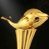 Trofeo personalizzato in resina a forma di delfino, Artigianato per la decorazione della casa Base in cristallo Scrittura Creativo Nuoto Dorato Cerimonia di premiazione eccellente, 1 pezzo