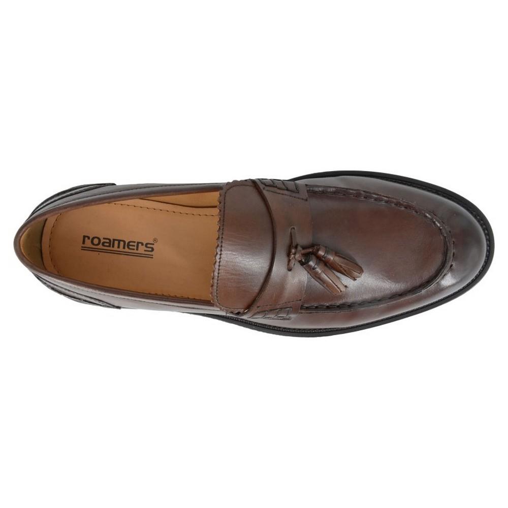 Roamers Mens Tassel Leather Saddle Loafers
