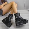 Women's Ankle Boots Fashion Hot Sale Punk Goth Platform Boots for Women Heels Wedge Women Casual Short Boots Size 43 Botas Mujer