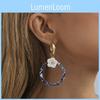 Stylish Flower Circle Clip-on Earrings Geometric Alloy Design For Women Winter 2023