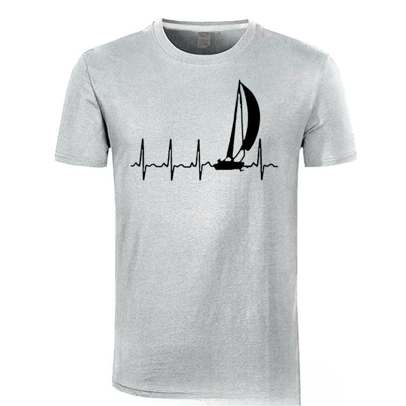 Sailing T Shirt SAILING IN A HEARTBEAT TShirt Summer Graphic Tee Shirt Cute 100 Cotton Short Sleeve Mens Tshirt