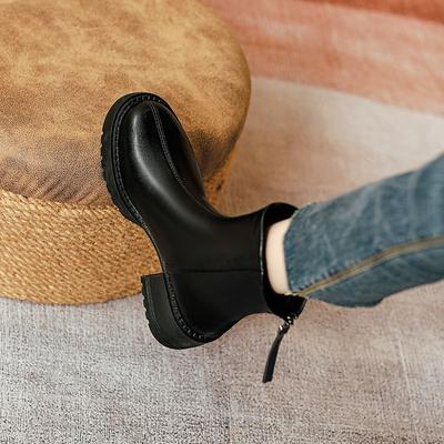 Coarse Heel Short Boots Women's Single Boots Brown Platform Martin Boots Women's Style New Women's Boots Medium Boots Women