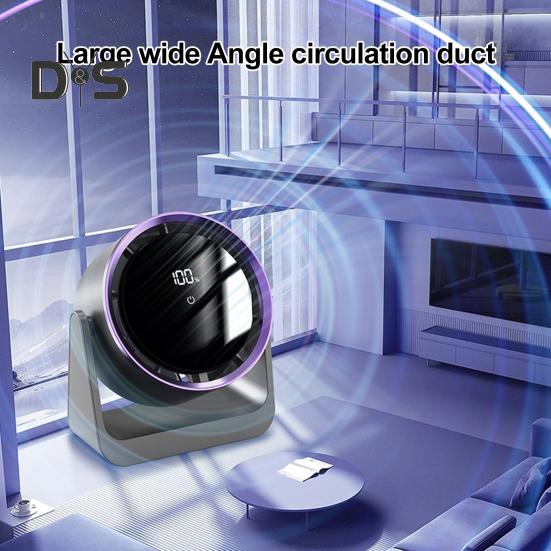 Elektrischer Mini-Tischventilator, LED-Digitalanzeige, 5 Geschwindigkeiten einstellbar, leise, für Zuhause, Büro, Reisen, über USB wiederaufladbar, tragbar, persönlicher Kühlventilator für den Sommer