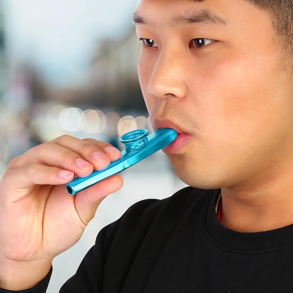 Durable Metal Kazoo Flute Mouth Music Instrument Accessory (Blue)