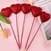 5 pièces Fête de la Saint-Valentin Cœur Rouge Rose Pailleté sur Bâtonnet Mariage Fête des Mères Arrangements Floraux Bouquet de Fleurs Décoration de Maison