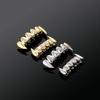 Hip Hop CZ Iced Out Full Fang Teeth Grillz With Dollar Symbol Custom Unisex  Cosplay Decoration Jewelry