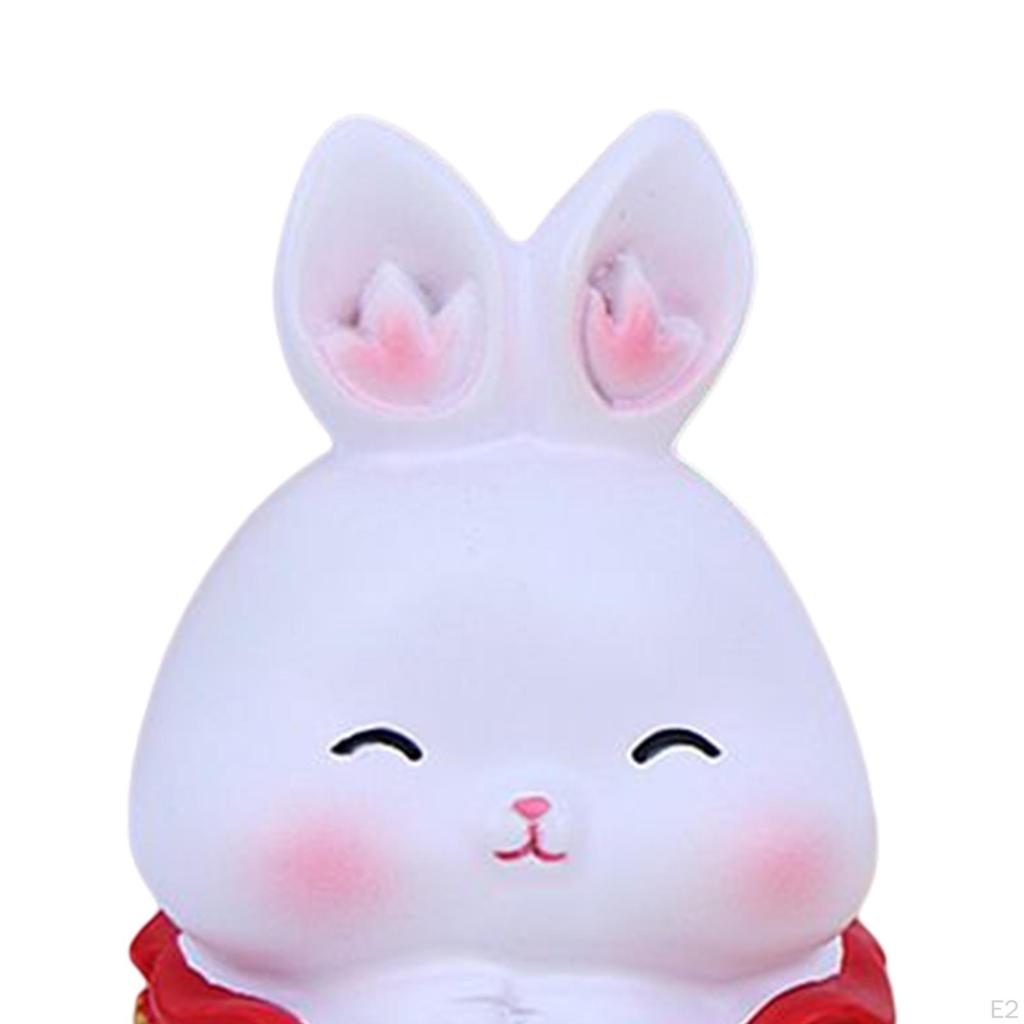 Chinese Statue Car Dashboard Ornament Bunny Figurine for Office Holiday Decoration Gift