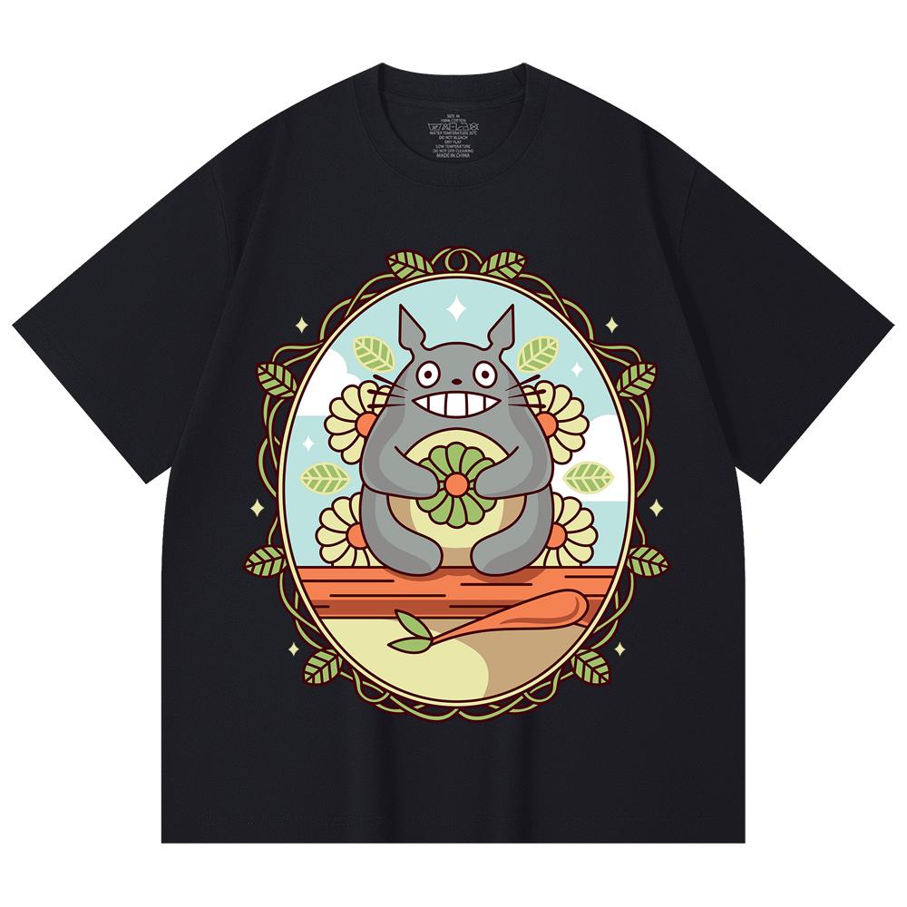 230 Gsm 100% Cotton Ghibli V6 Totoro Print Unisex Heavy Cotton T Shirt