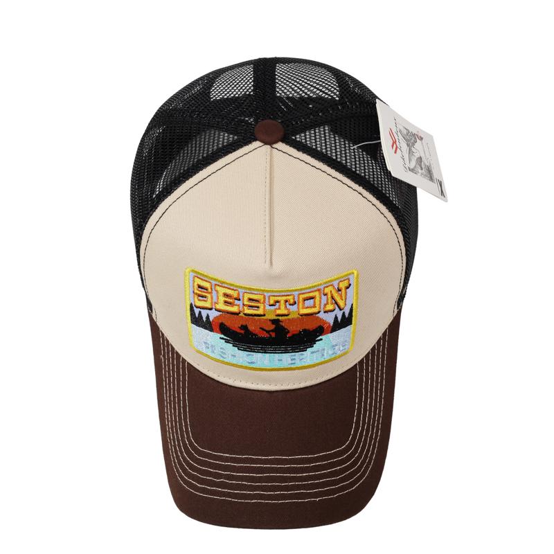 Fast Delivery In Stock Heritage Trucker Cap Vintage Outdoor Color Block Breathable Mesh Baseball Hat Low MOQ Custom Logo