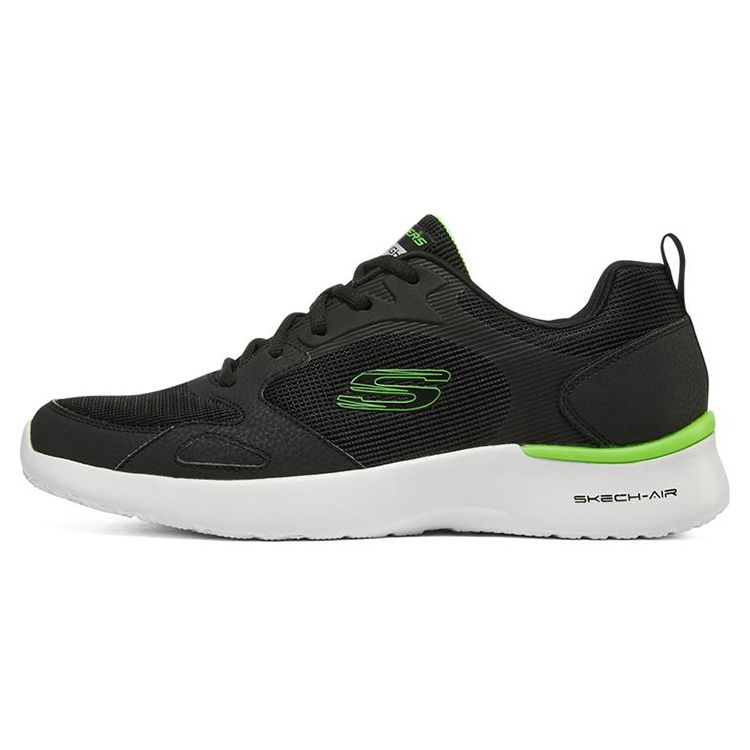 Skechers Skech-Air Dynamight Удобные Мягкая Подошва Ткань Низкие Повседневные Беговые Кроссовки Мужские Кроссовки Черный Зеленый 232292-BKLM 41