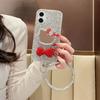 Rhinestone Kt Cat Mirror Premium Sense Mobile Phone Case for Iphone16Promax Bow Tie Apple 17 Lanyard Women's Model