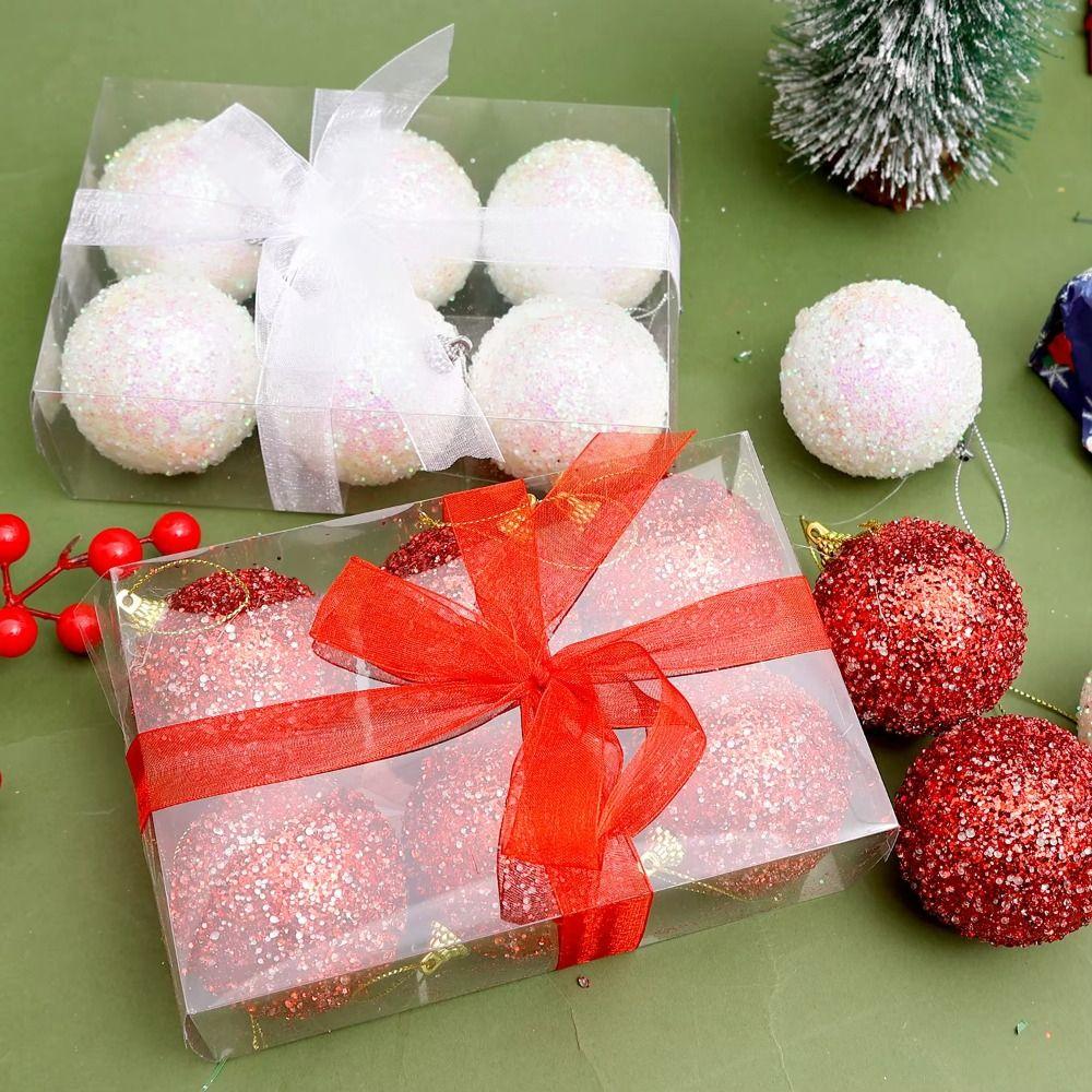 3Pcs 8cm Christmas Glitter Balls Gold Sparkling New Year Christmas Ball Ornaments DIY Xmas Tree Hanging Pendants Party Ornaments