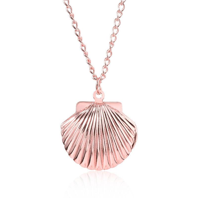 Minimalist Openable Mini Shell Photo Frame Metal Necklace For Girls And Women