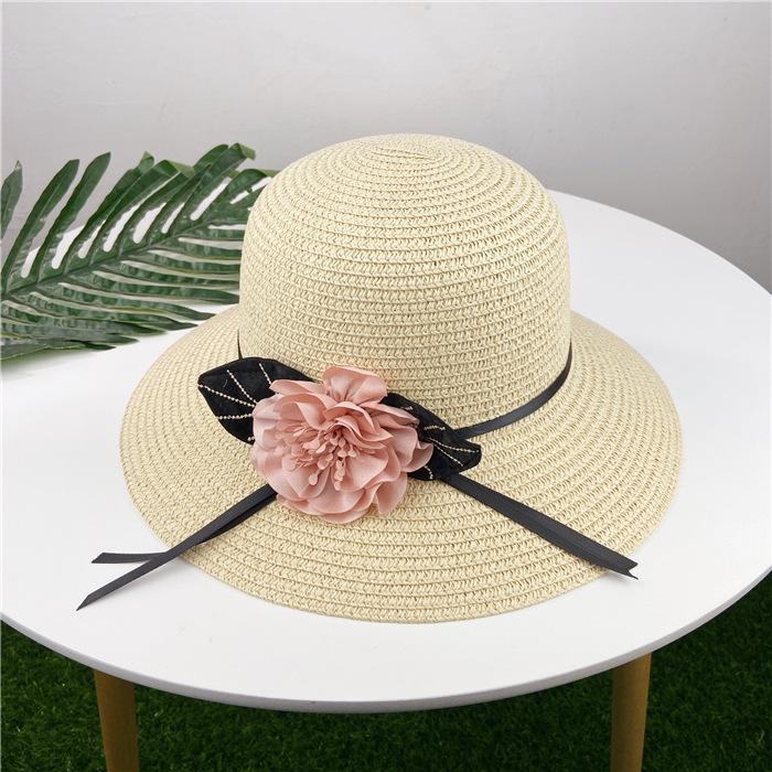 New spring and summer women's sunshade straw hat sunscreen sun hat bucket hat flower beach hat big edge basin hat