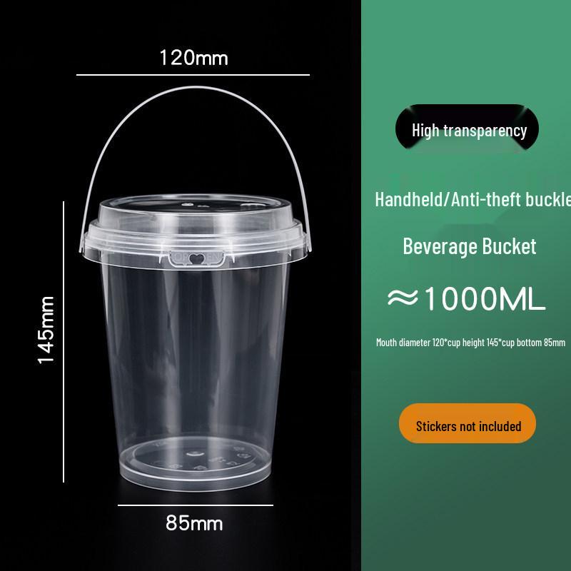 1000ml Disposable Fruit Tea Cup - Large Capacity Handheld Bucket for Milk Tea