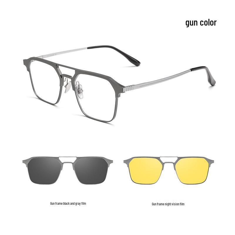 

Винтажные очки для миопии с двойным мостом, на магнитной клипсе, из алюминиево-магниевого сплава, со сверхлегкой титановой оправой для мужчин