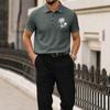 Men Short Sleeve Polo Shirt with Turn Down Collar and Printed Pattern Lightweight Breathable Casual Summer Top