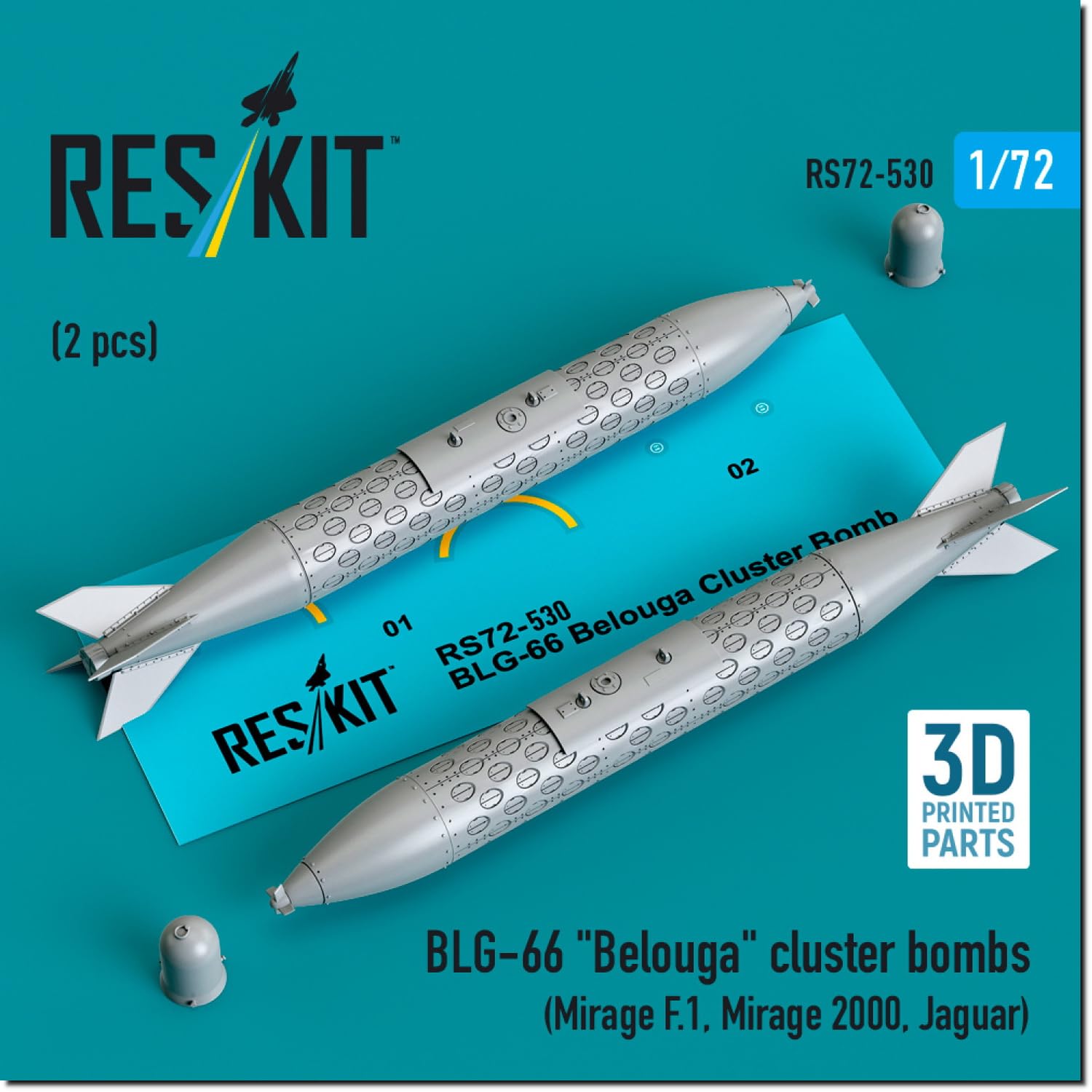 

Reskit Комплект кассетных бомб Белуга Пластиковые детали модели 1/72 БЛГ-66 2 шт. РСК72-0530 (Самолет)