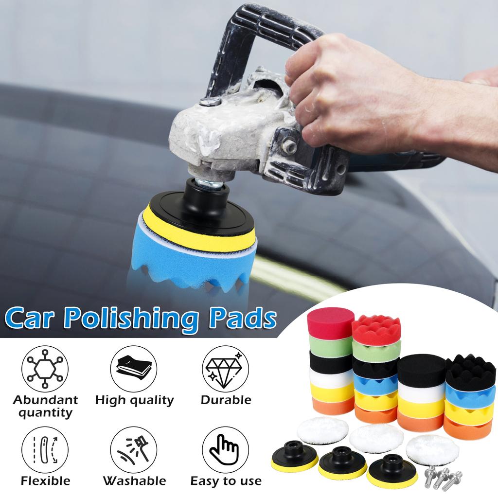 29 STÜCKE Auto Polierschwamm Pads Set Polieren Puffer Schaumstoffpad Puffer Set Poliermaschine Wachspads Entfernt Kratzer 1/2/3 Zoll