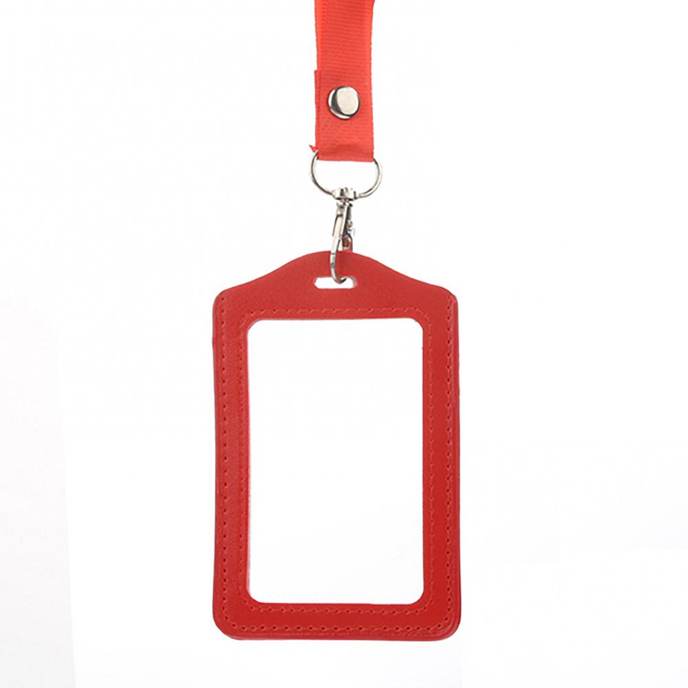 

Модный держатель для бейджа из искусственной кожи в прозрачном чехле с ремешком красный