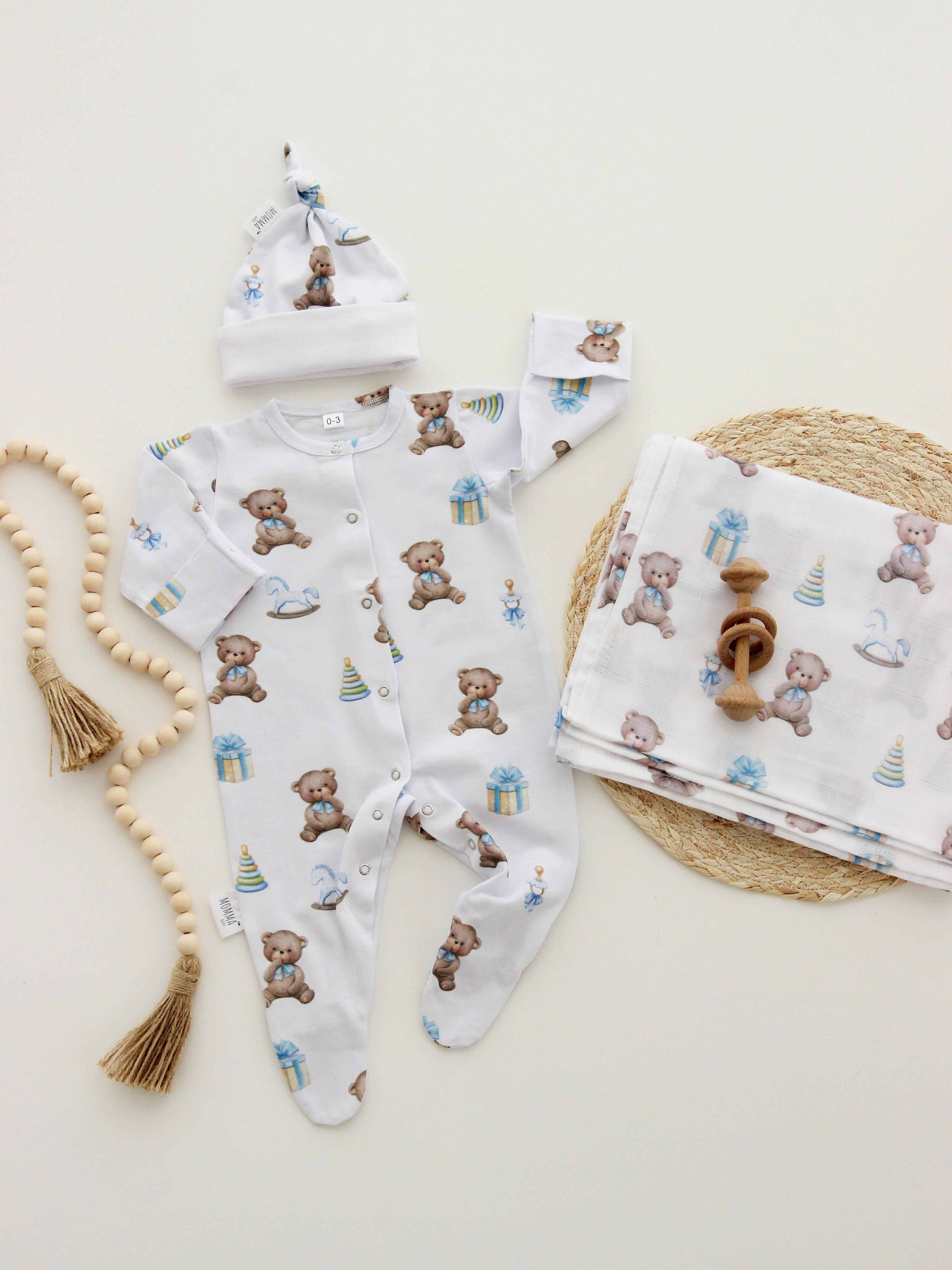 

Ромпер комбінезон з шапочкою Ведмедики 680-740mm білий