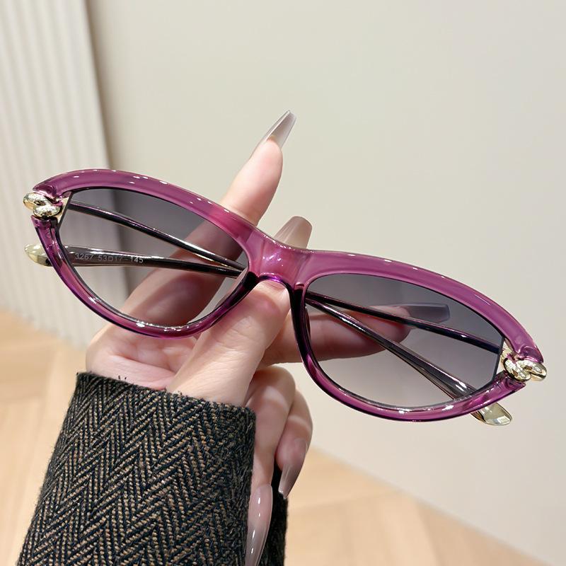Retro Cat Eye Women'S Sunscreen Sunglasses Metal Pc Versatile Rope Knot Street Outdoor Photo Sunglasses