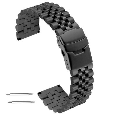 [Kai Tian] Premium 3D-Effekt Uhrenarmband, Edelstahl, 20 mm / 22 mm Uhrenarmband, Rundes & Langlebiges Metall-Uhrenarmband, Uhrenarmband mit Doppelschließe,