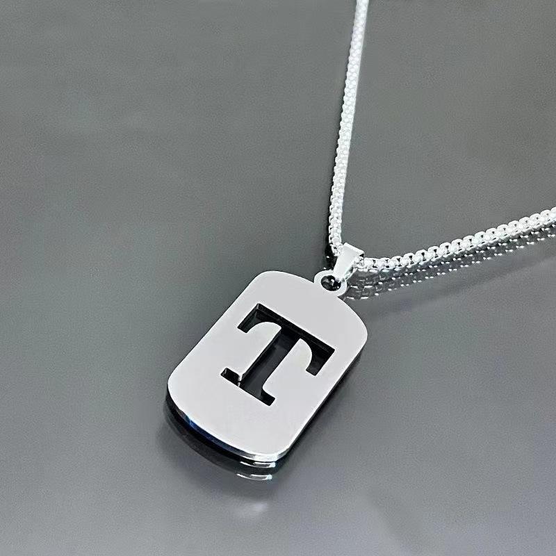 26 Letters English Titanium Steel Necklace Men'S And Women'S Versatile Sweater Sweater Chain Simple Fashion Collarbone Chain