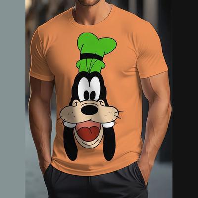 Vintage T-Shirt Für Männer Disney Goofy Lustiger Print Tee 3D-Druck Lässiges Rundhals-Shirt Harajuku Übergroße Herrenbekleidung Oberteile