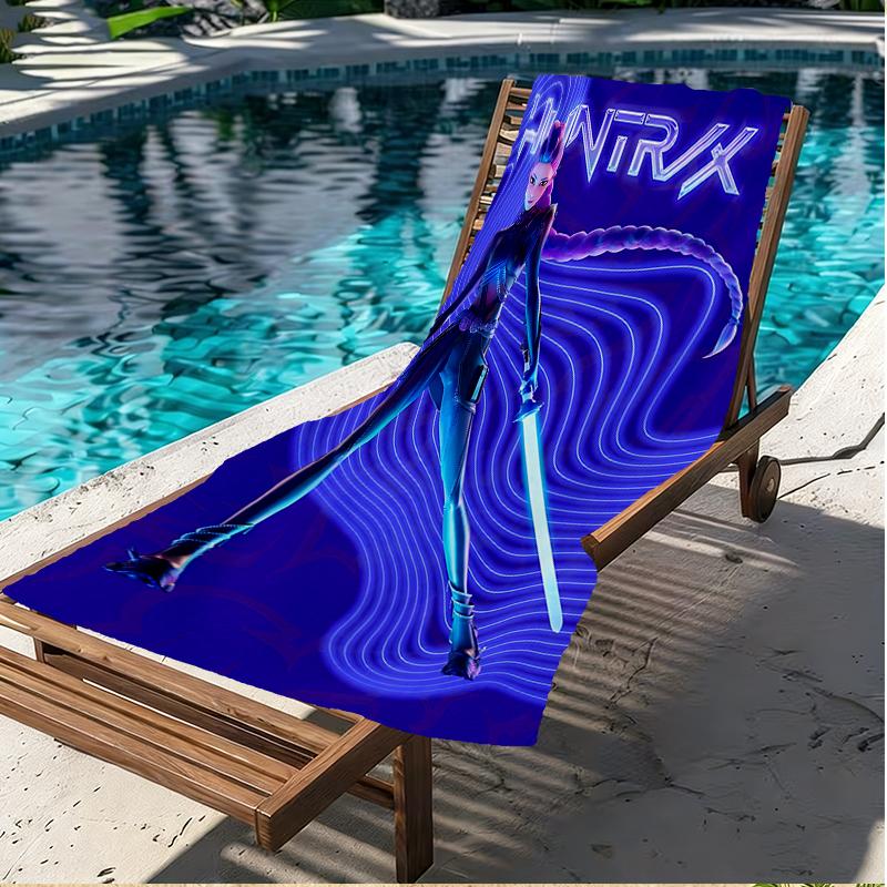 Ręcznik plażowy z nadrukiem KPop Demon Hunters, Wszechstronny lekki chłonny ręcznik plażowy do basenu, surfingu, jogi, łazienki, idealny prezent urodzinowy, świąteczny