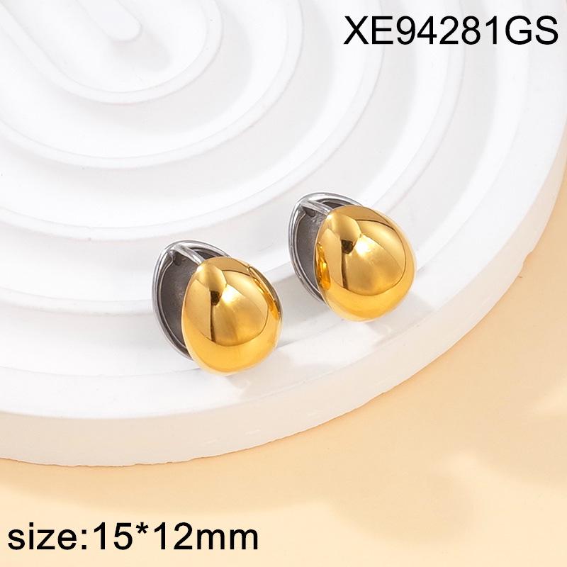 18K Gold Plated Titanium Steel Geometric Studs & Hoops Earring Set for Women - European & American Style