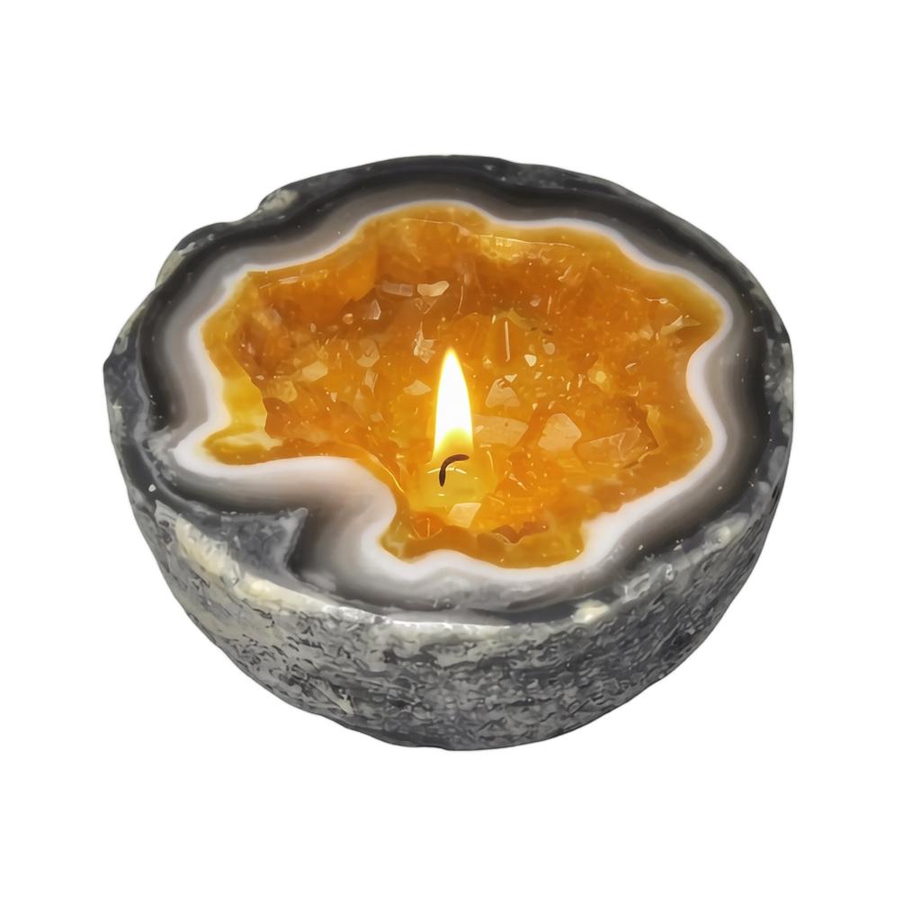 Geode Candle Bowl Resin Decorative Piece Vintage Style Resin Craft Ornament for Balcony Patio Aromatherapy Holder