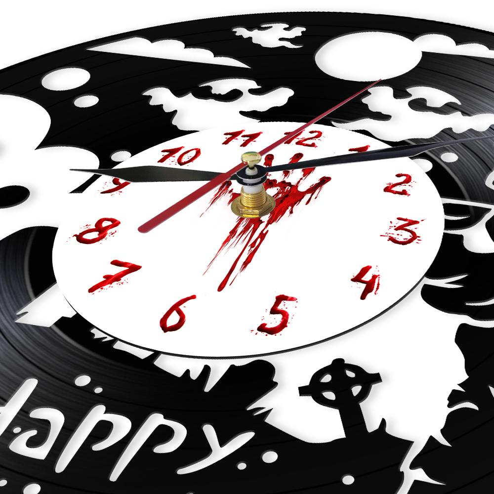 Dark Halloween Party Wall Sign Vinyl Record Clock Spooky Zombie Rise Artwork Home Decor Carved Music Album Longplay Wall Clock