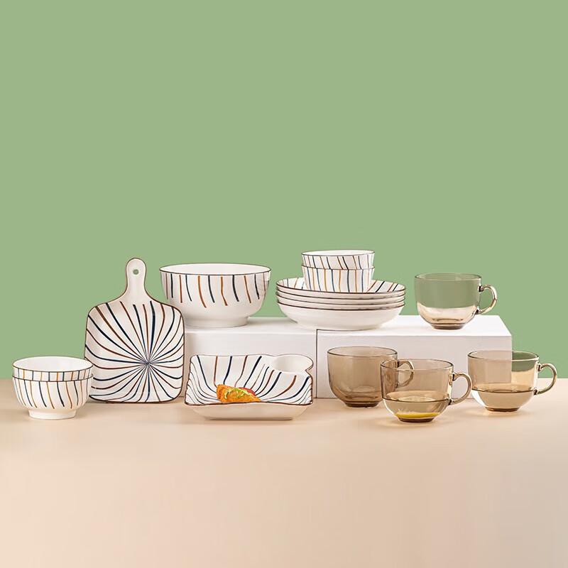 COMATE Elegant Glass 15-Piece Salad Bowl Set