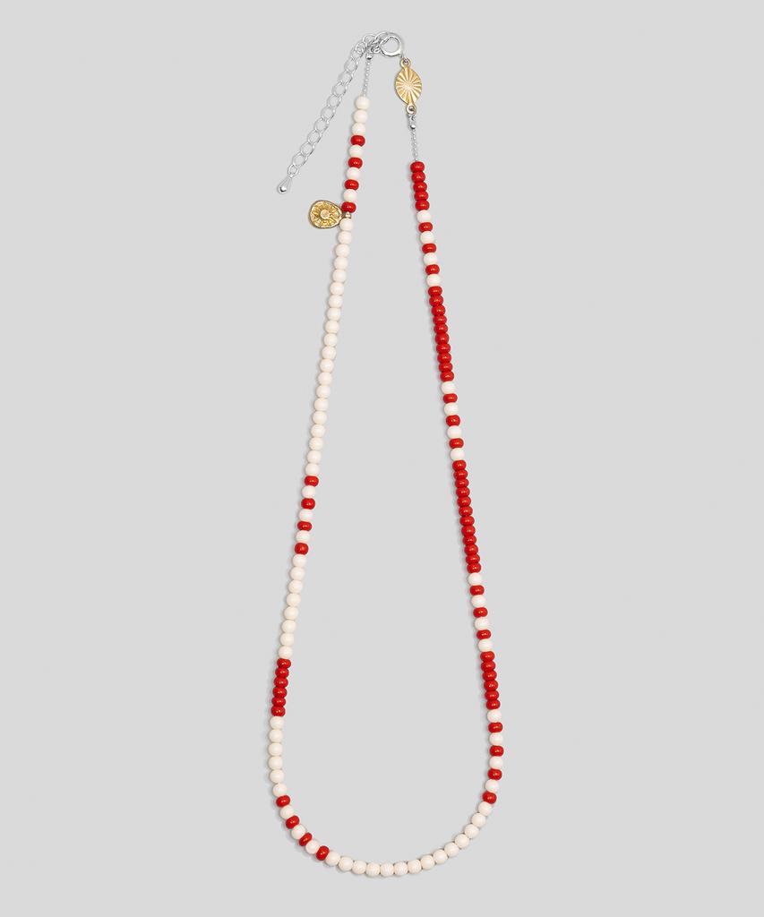Armo Sunburst Necklace (Cream + Red)